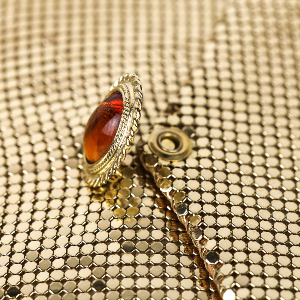 Whiting & Davis Gold Chainmail Flap Crossbody Bag