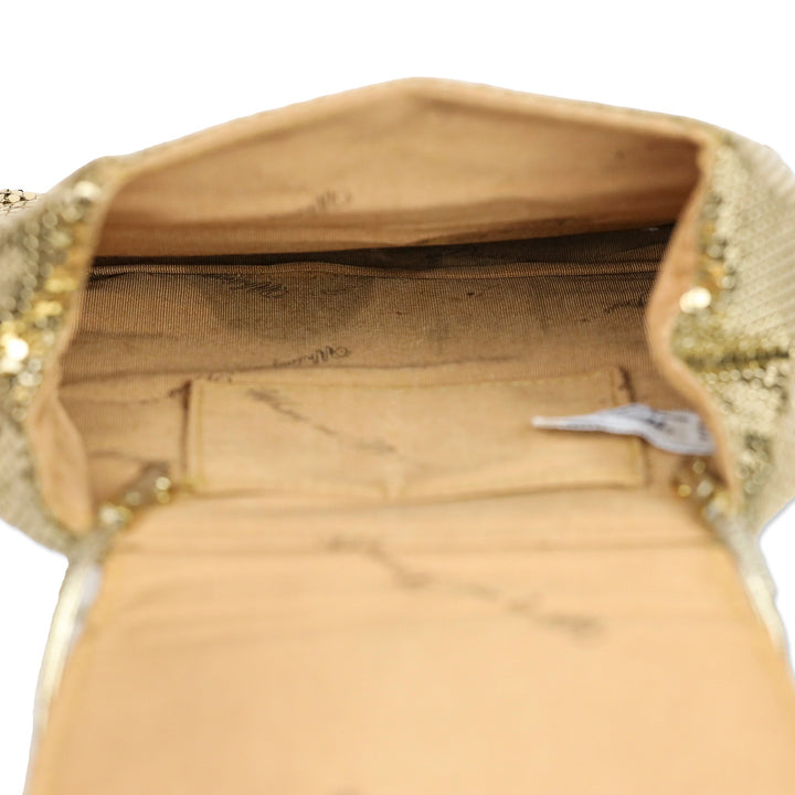 Whiting & Davis Gold Chainmail Flap Crossbody Bag