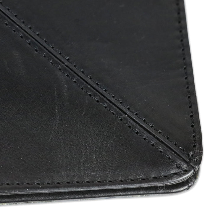 Worth New York Grey Ostrich Black Leather Envelope Crossbody