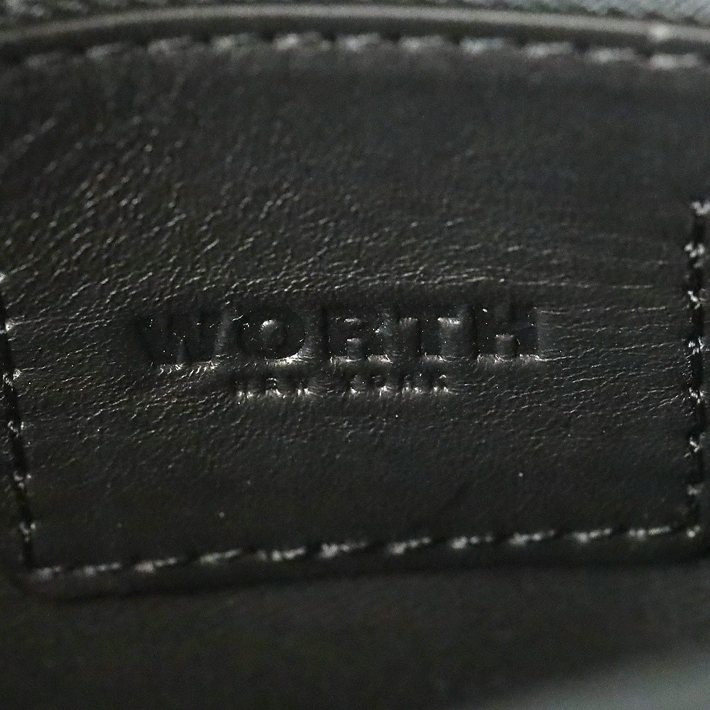 Worth New York Grey Ostrich Black Leather Envelope Crossbody