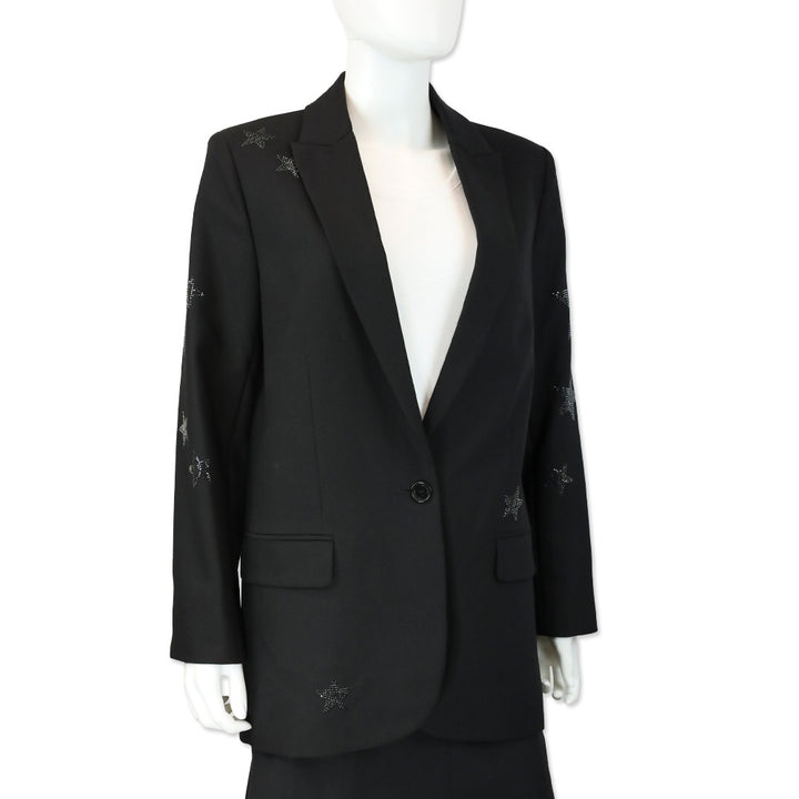 Zadig & Voltaire Black Viva Strass Rhinestone-Star Blazer