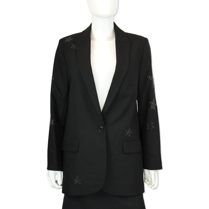 Zadig & Voltaire Black Viva Strass Rhinestone-Star Blazer