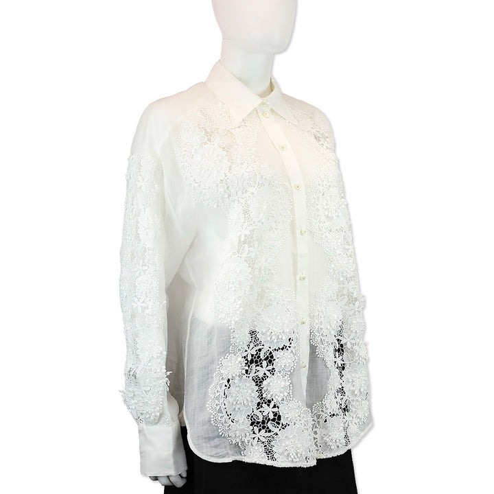 Zimmermann Ivory Halliday Lace Flower Shirt
