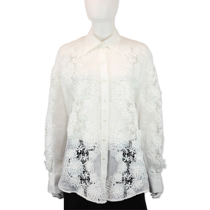 Zimmermann Ivory Halliday Lace Flower Shirt