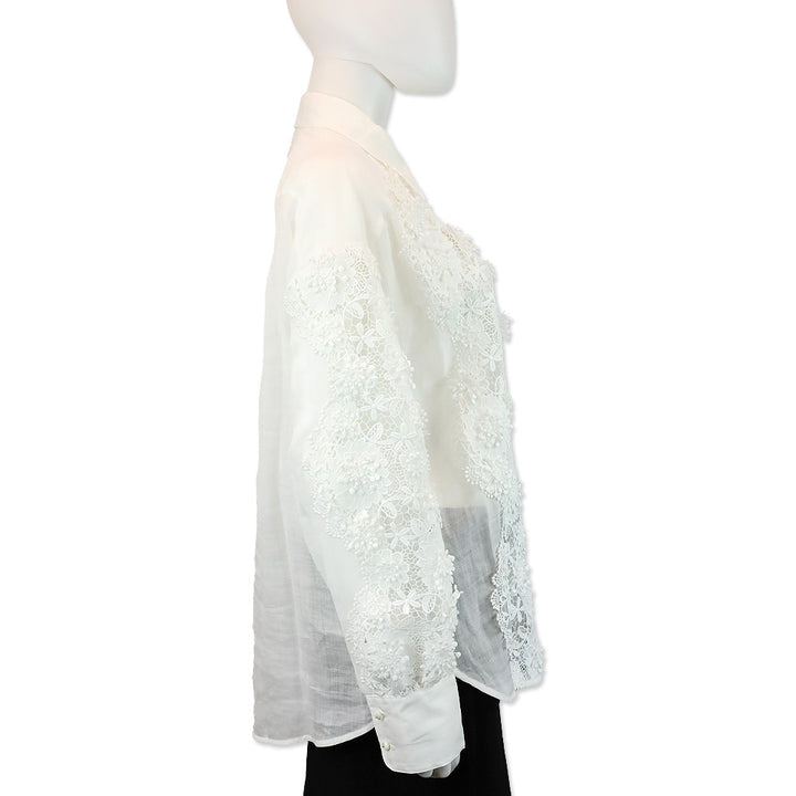 Zimmermann Ivory Halliday Lace Flower Shirt