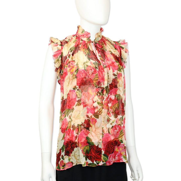 Zimmermann Wonderland Rose-Print Silk-Chiffon Top