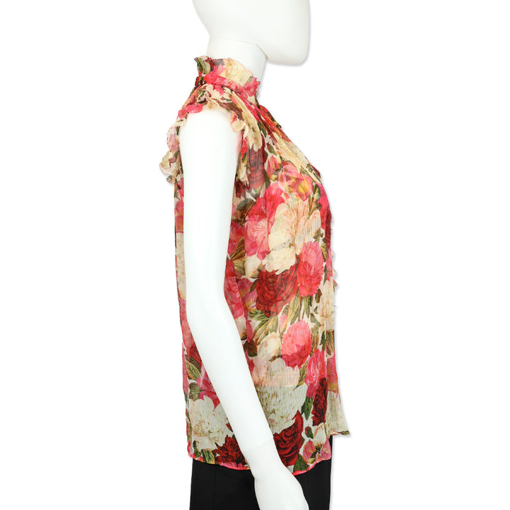 Zimmermann Wonderland Rose-Print Silk-Chiffon Top