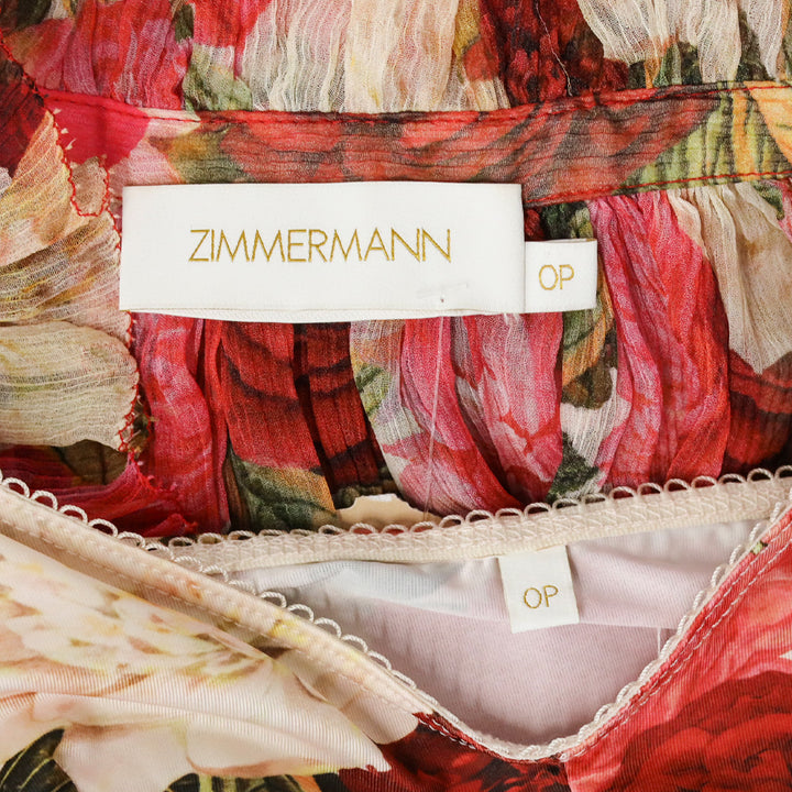 Zimmermann Wonderland Rose-Print Silk-Chiffon Top