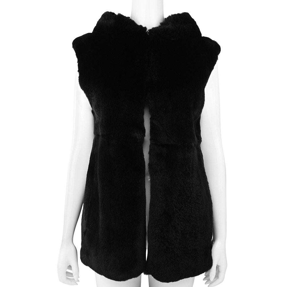 Black rabbit clearance fur vest