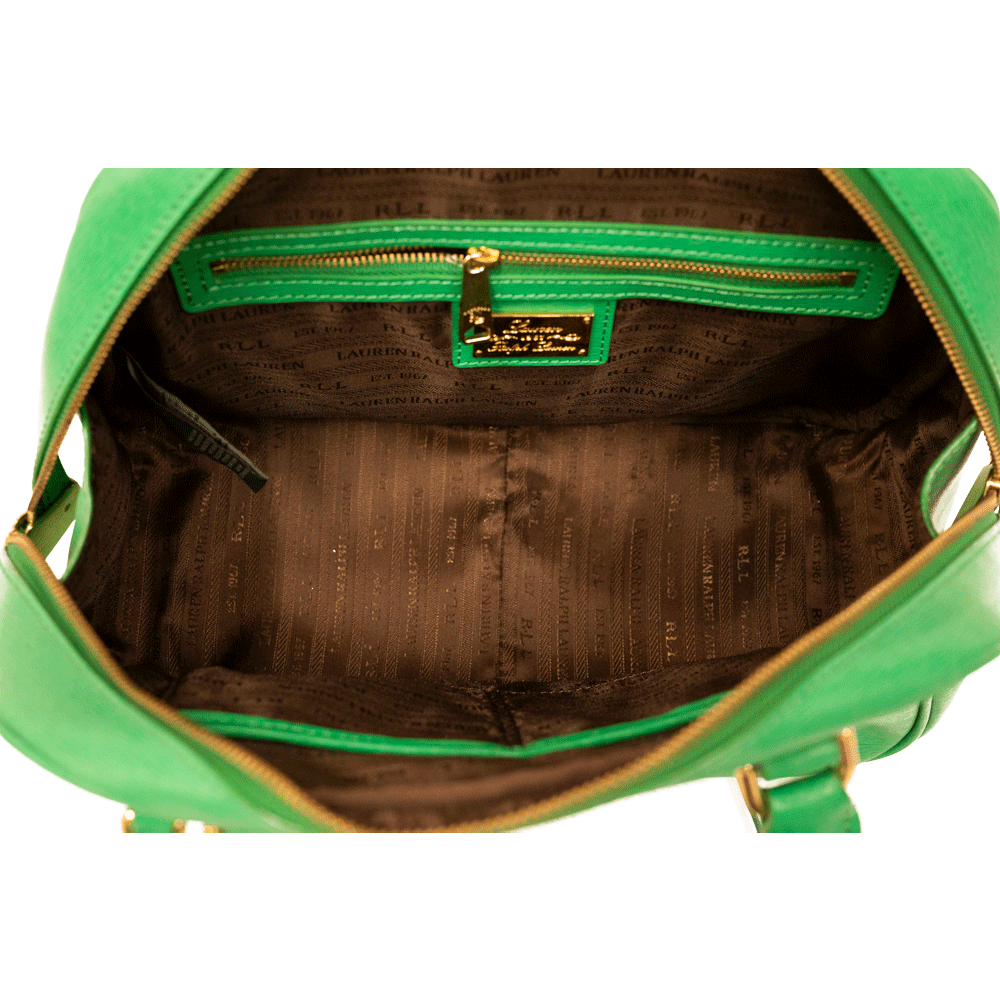 Lauren Ralph Lauren Green Leather Top Handle Bag