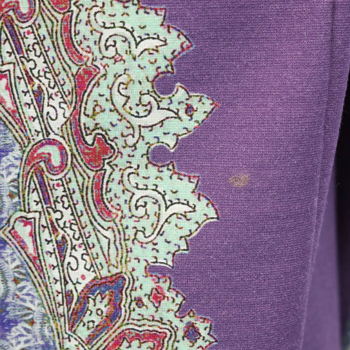Etro Purple Multicolor Paisley Print Long Sleeve V-Neck Midi Dress