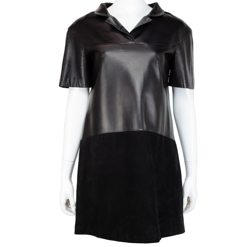 Balenciaga Black Leather & Suede Tunic Dress | DBLTKE Luxury Consignment Boutique Balenciaga Black Leather & Suede Tunic Dress | DBLTKE Luxury Consignment Boutique