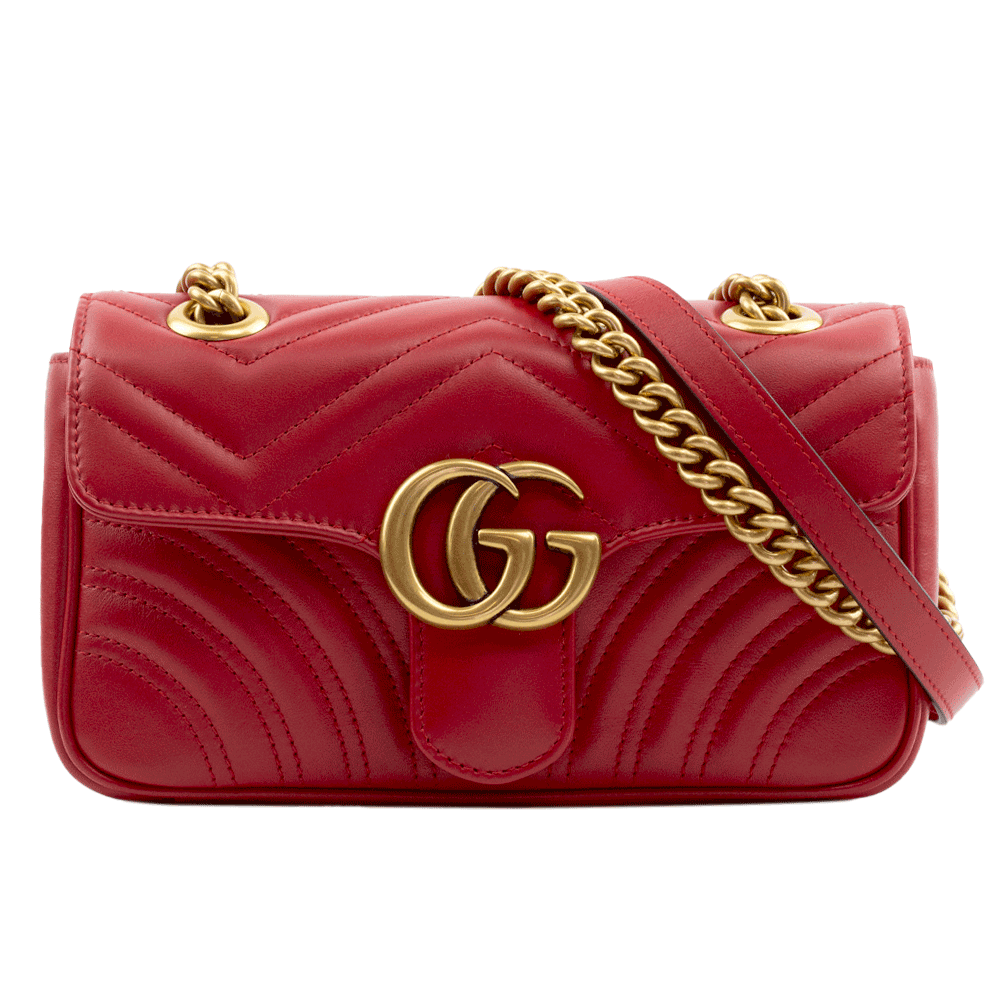 Gucci GG Marmont Matelassé Red Mini Shoulder Bag | DBLTKE Luxury