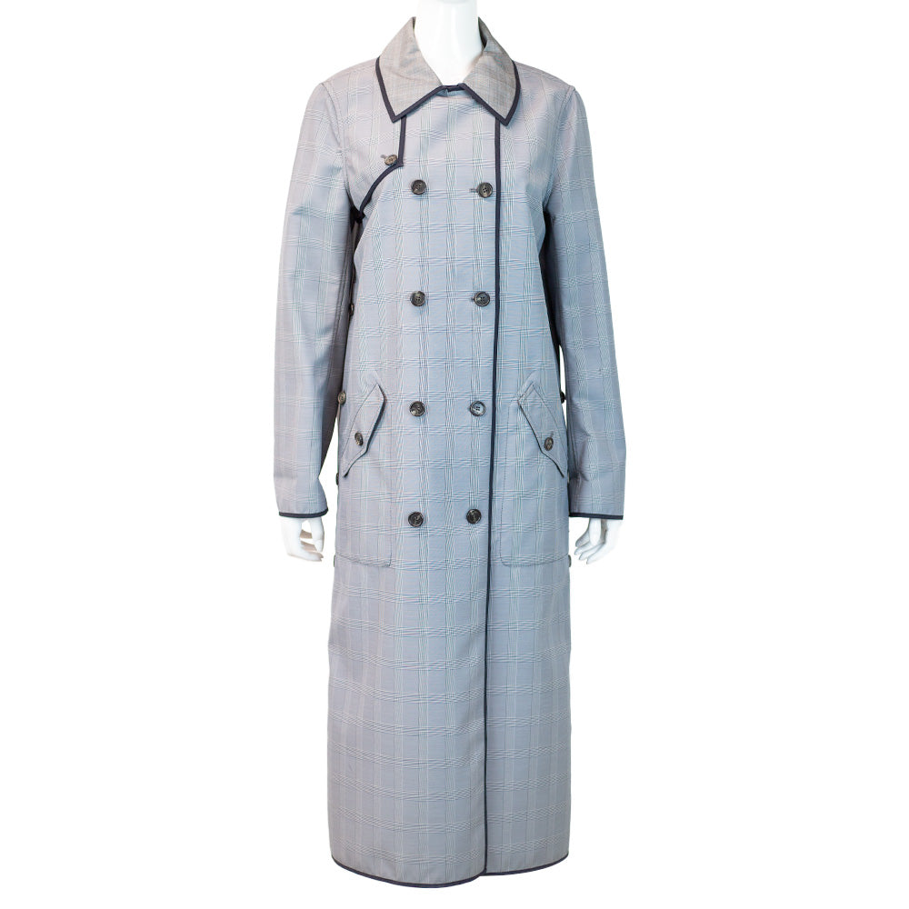 Gabriela Hearst Gray Reversible Plaid Trench Coat | DBLTKE Luxury Consignment Boutique