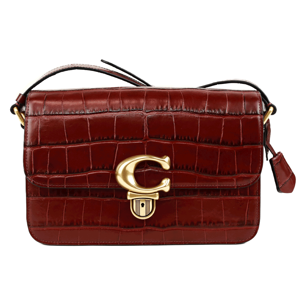 Coach Studio Wine Croc Embossed Leather Satchel | DBLTKE Luxury