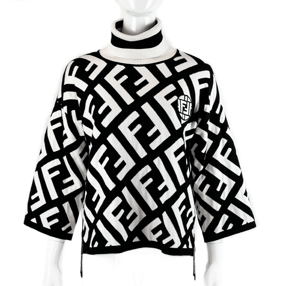 Fendi Black and White Logo Sweater | DBLTKE Luxury Consignment Fendi Black and White Logo Sweater | DBLTKE Luxury Consignment