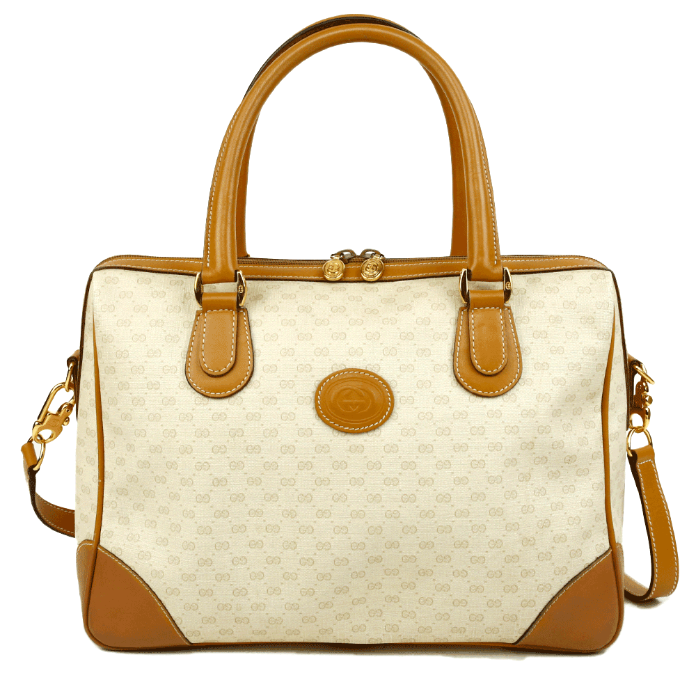 Gucci Vintage Micro GG Tan Boston Bag | DBLTKE Luxury Consignment