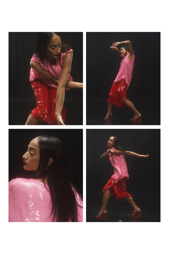 Dries Van Noten Pink Cuzco Sequin Fringe Top