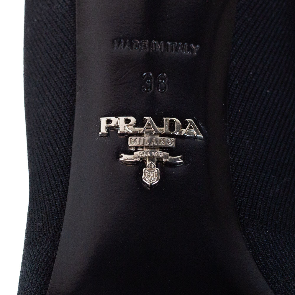 Prada Black Round Toe Logo 90 Sock Ankle Boots