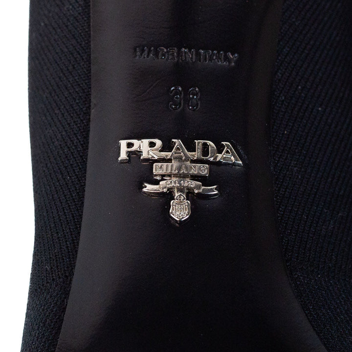 Prada Black Round Toe Logo 90 Sock Ankle Boots