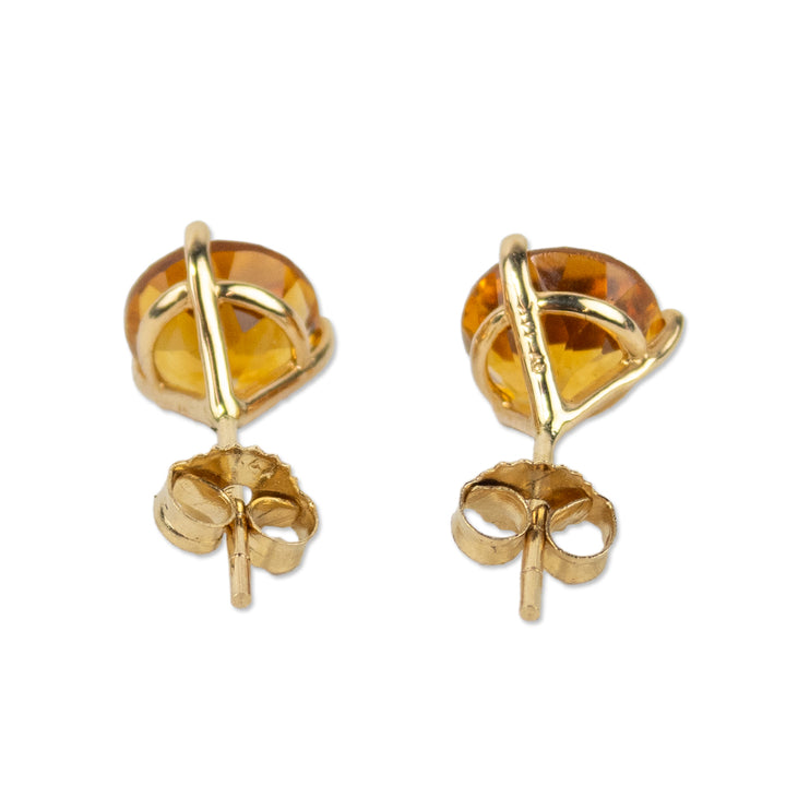 14k Gold Yellow Stone Stud Earrings