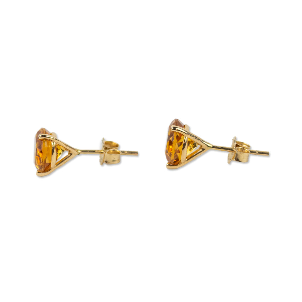 14k Gold Yellow Stone Stud Earrings