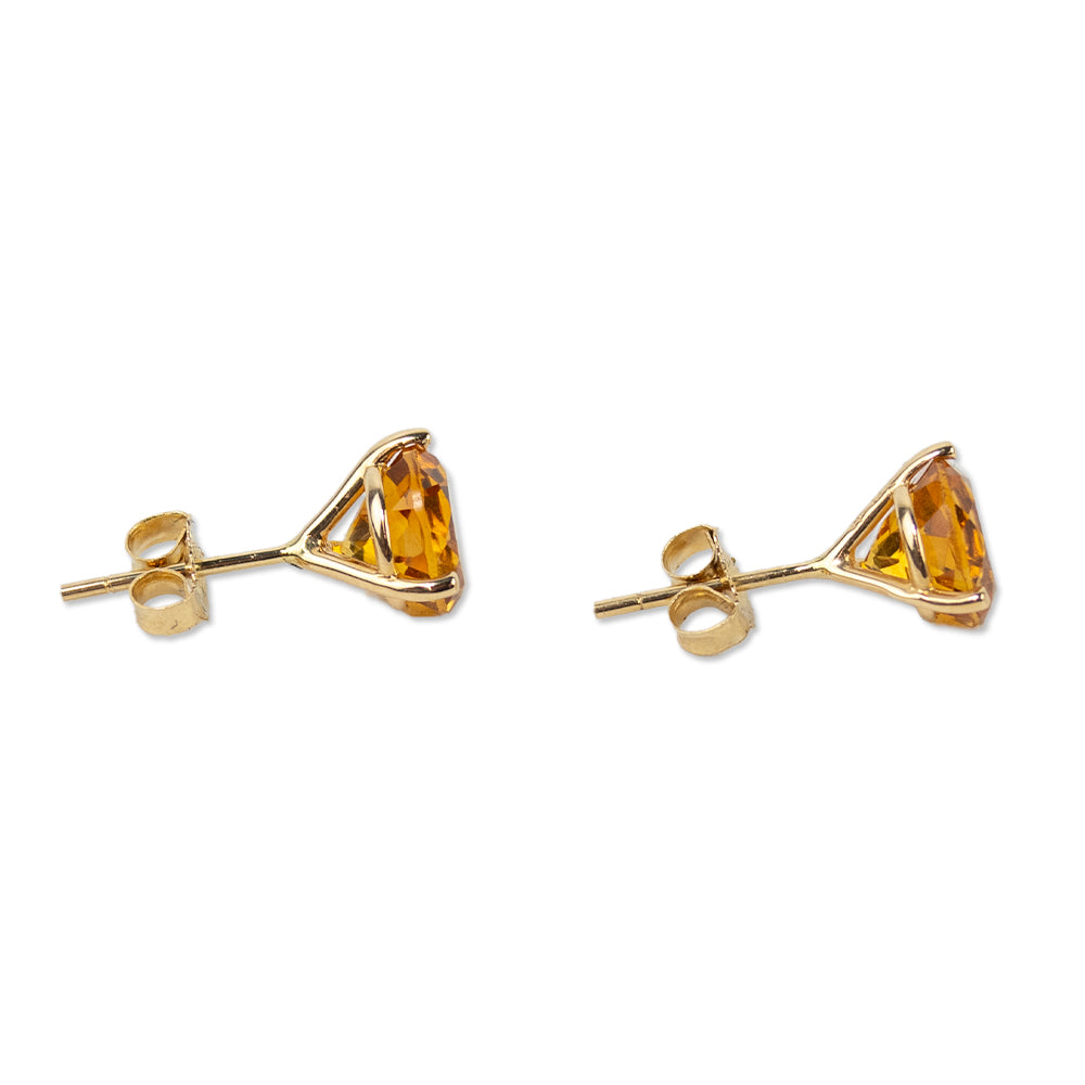 14k Gold Yellow Stone Stud Earrings