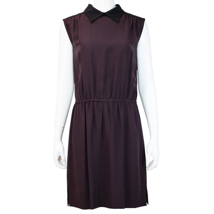 front view of Marni Silk Eggplant Collar Dress