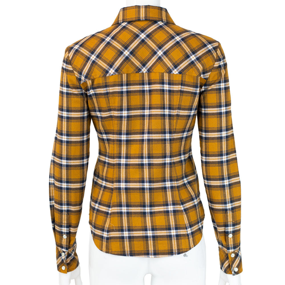 back view of Veronica Beard Mustard & Navy Flannel Shirt