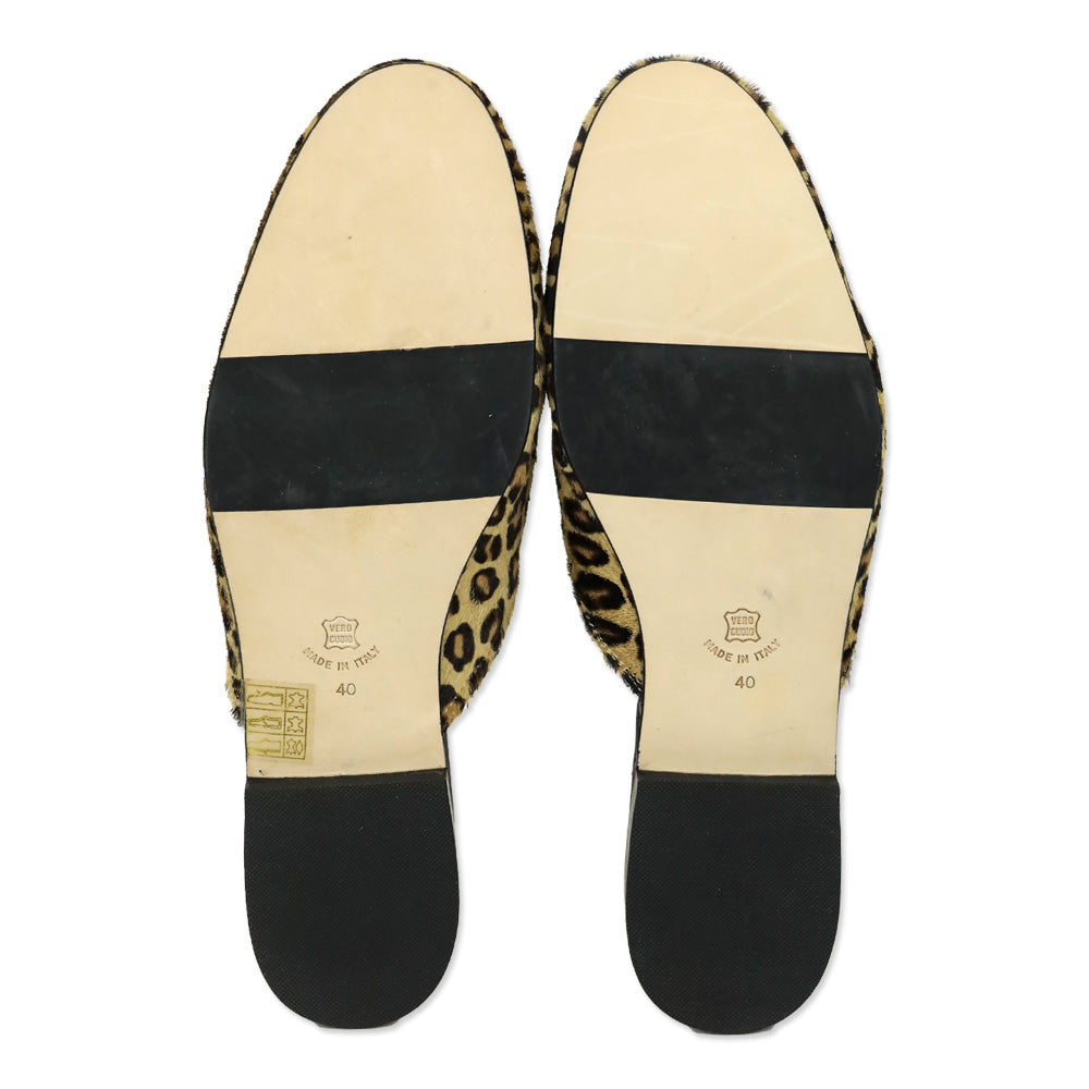 275 Central Leopard Print Calfhair Horsebit Mule