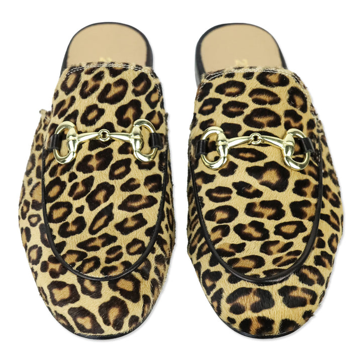 275 Central Leopard Print Calfhair Horsebit Mule