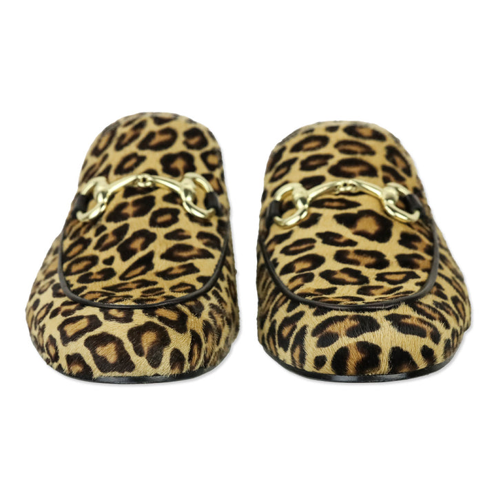 275 Central Leopard Print Calfhair Horsebit Mule