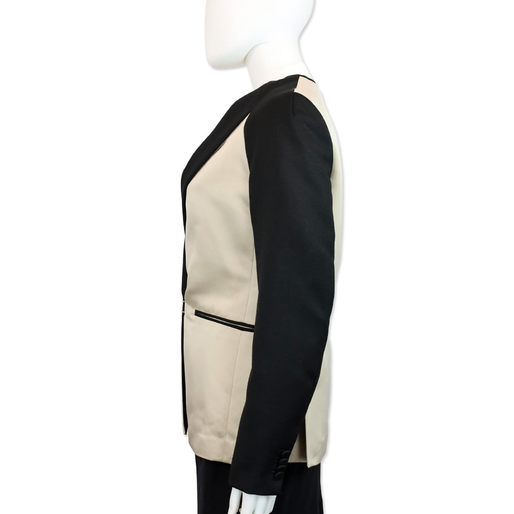 3.1 Phillip Lim Beige/Black Collarless Blazer