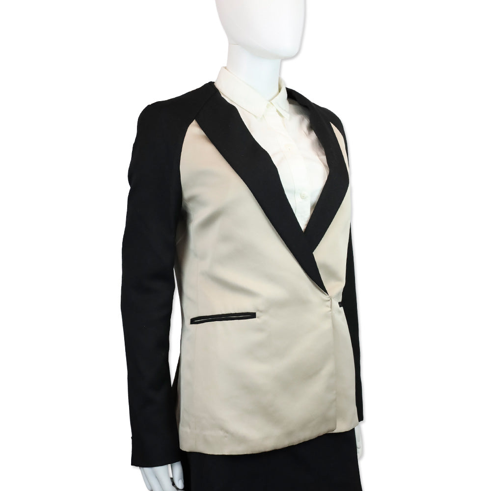 3.1 Phillip Lim Beige/Black Collarless Blazer