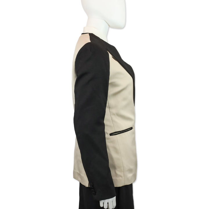 3.1 Phillip Lim Beige/Black Collarless Blazer