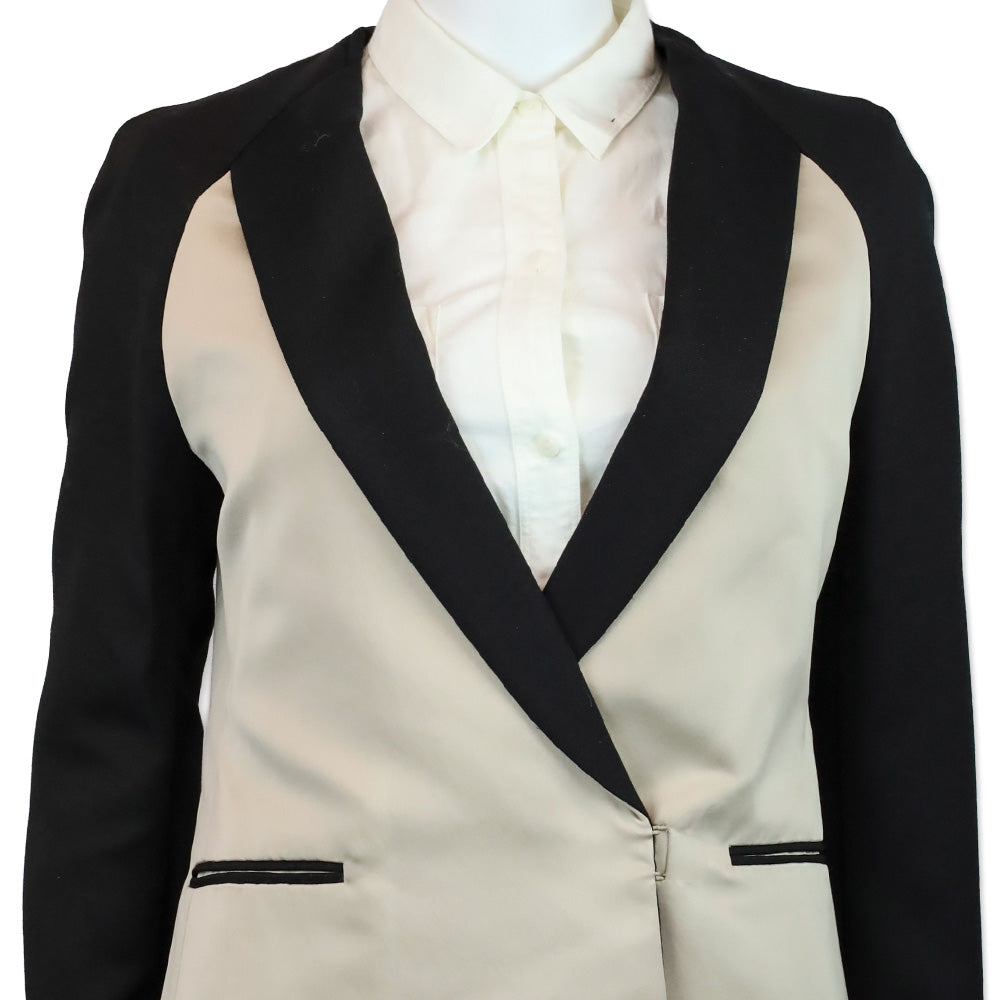 3.1 Phillip Lim Beige/Black Collarless Blazer