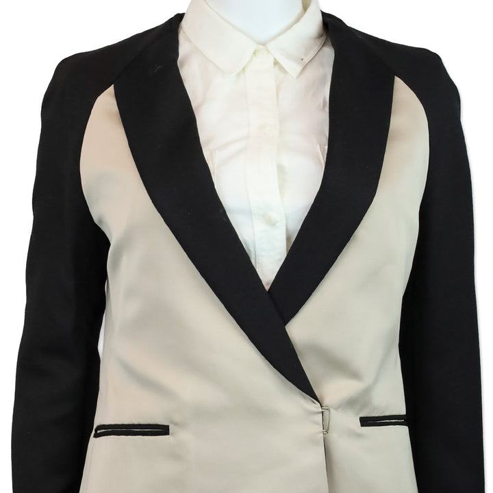 3.1 Phillip Lim Beige/Black Collarless Blazer