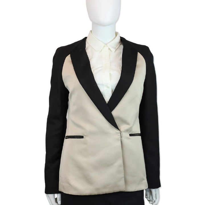 3.1 Phillip Lim Beige/Black Collarless Blazer