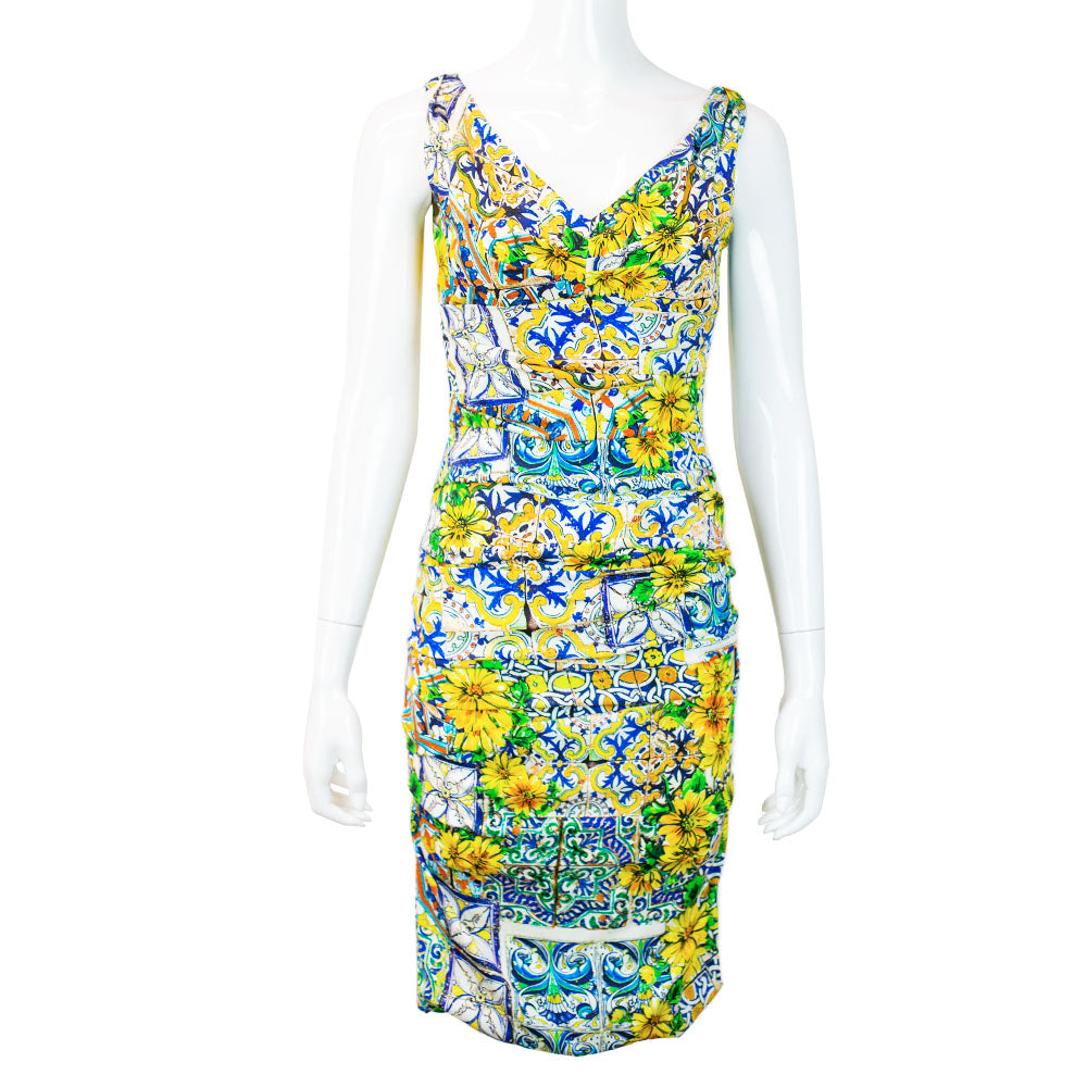 Dolce & Gabbana Print Ruched Mini Dress