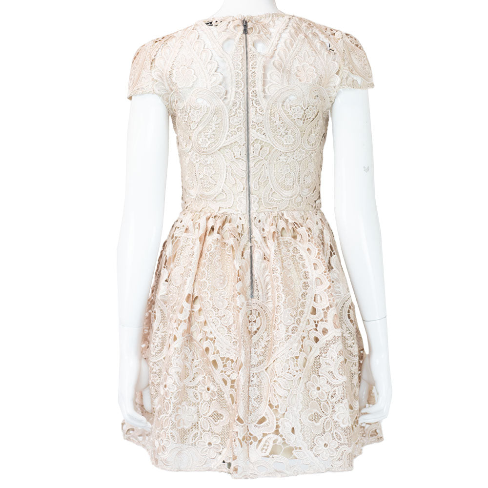 back view of Alice & Olivia Cream Eyelet Cocktail Dress