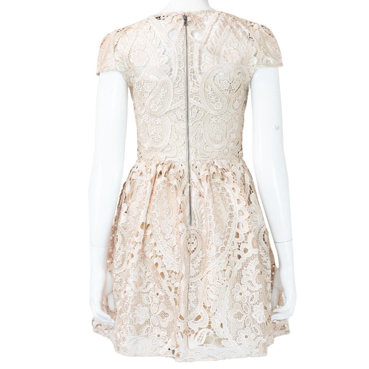 back view of Alice & Olivia Cream Eyelet Cocktail Dress