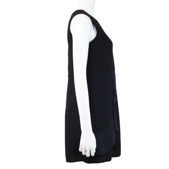 side view of See by Chloe Black Ruffle V Neck Dress