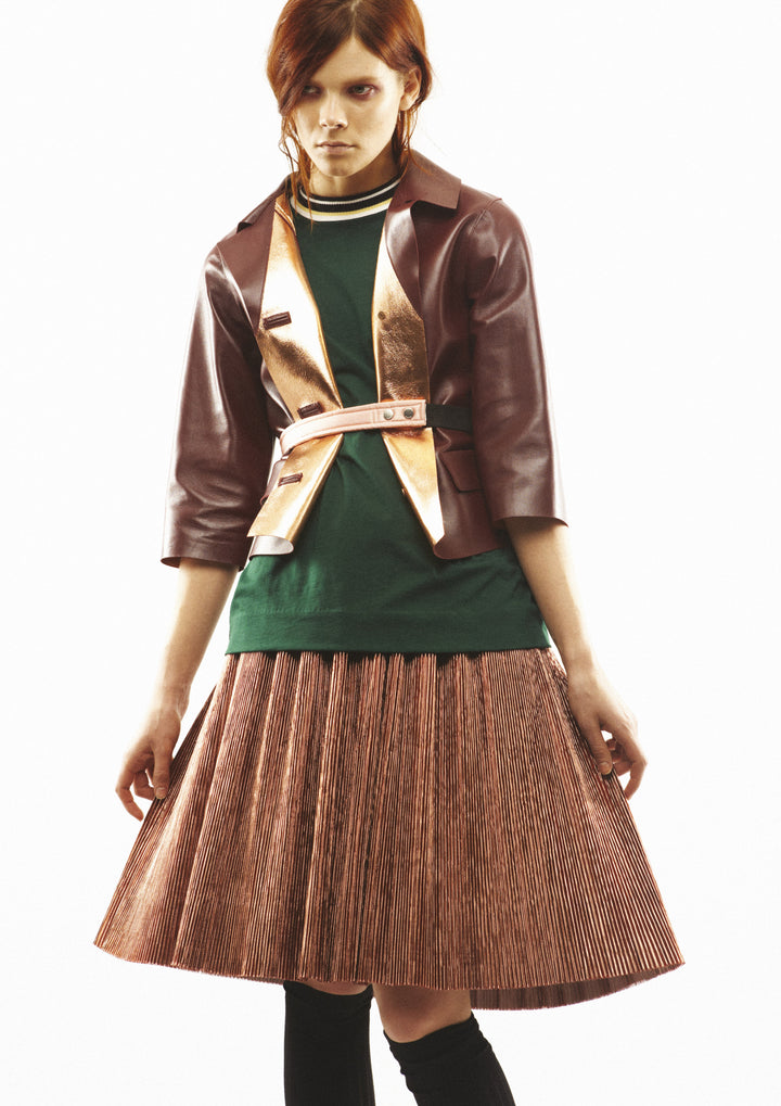 Marni Winter Edition 2013 Bordeaux & Copper Lambskin Leather Blazer