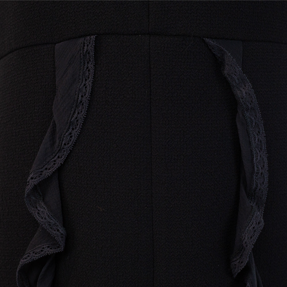 See by Chloe Black Ruffle V Neck Dress