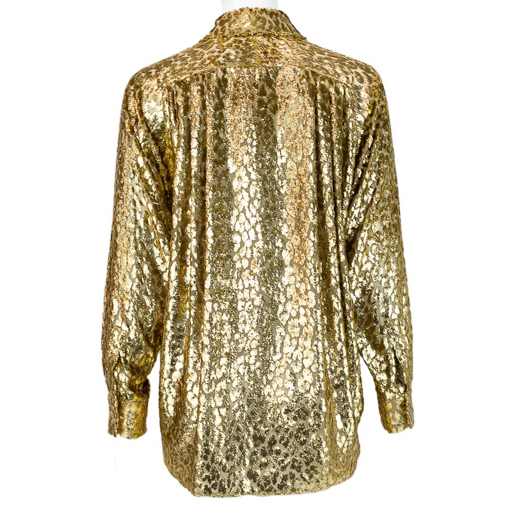 back view of Michael Kors Collection Metallic Gold Button Front Top