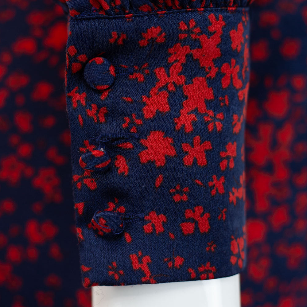 FiveSeventyFive Navy & Red Floral Surplice Mini Dress