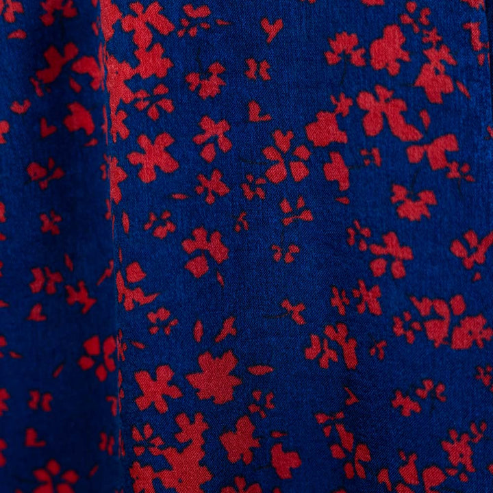 FiveSeventyFive Navy & Red Floral Surplice Mini Dress