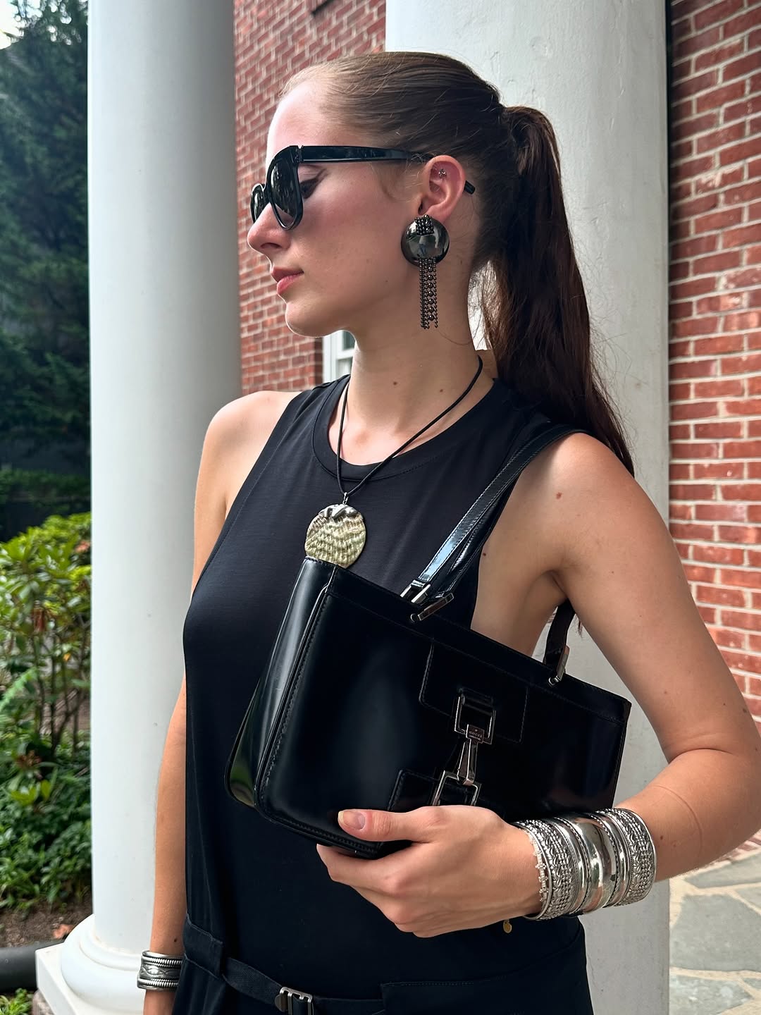 Gucci Black Buffed Leather 1961 Jackie Tote