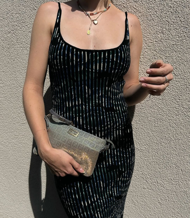 Paco Rabanne Floral Wool Ribbed Knit Maxi Dress