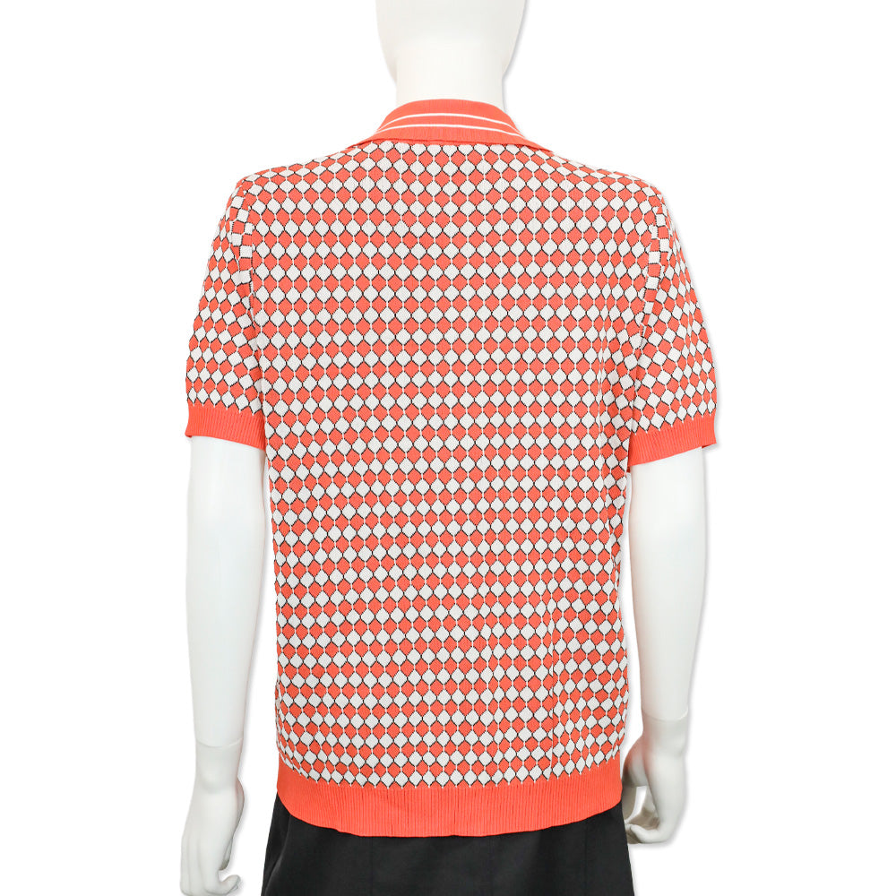 529 Orange Diamond Knit Polo Sweater